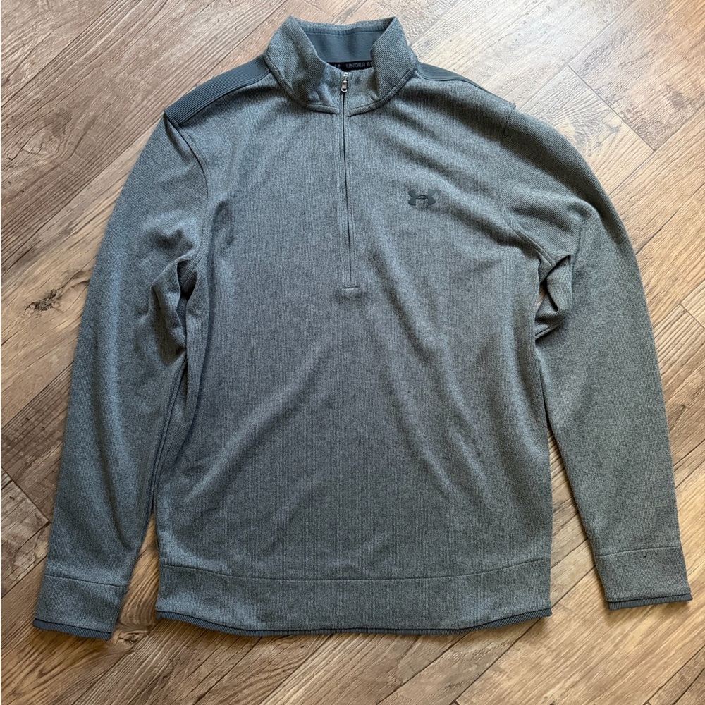 Under Armour Men Grey 1/4 zip Coldgear Sweatshirt. Size Medium